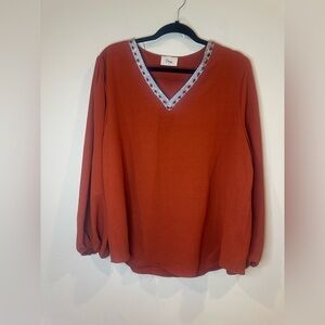 Verxy Terracotta V-Neck Blouse